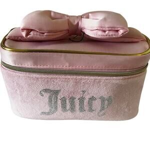 Juicy Couture Y2K Bow Velour Toiletry Bag Light Pink NWT Coquette Feminine Cute
